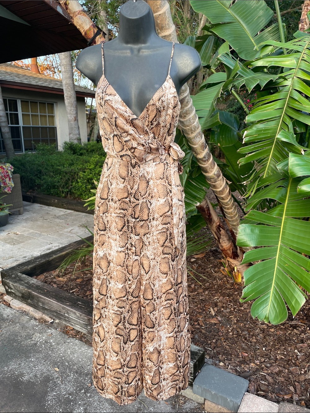 Aqua crop snakeskin jumpsuit